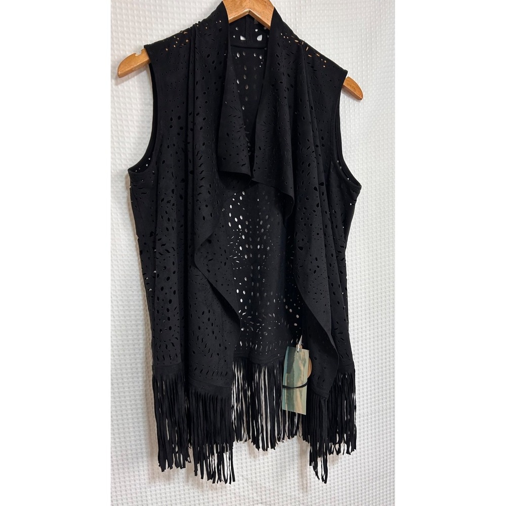 NWT Western Montana Co Women's size L Suede Fringe Vest Cowgirl Cutout v - Picture 16 of 16